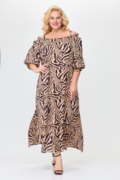 Платье Abbi 1011 бежево-коричневый размер 52-60 #1