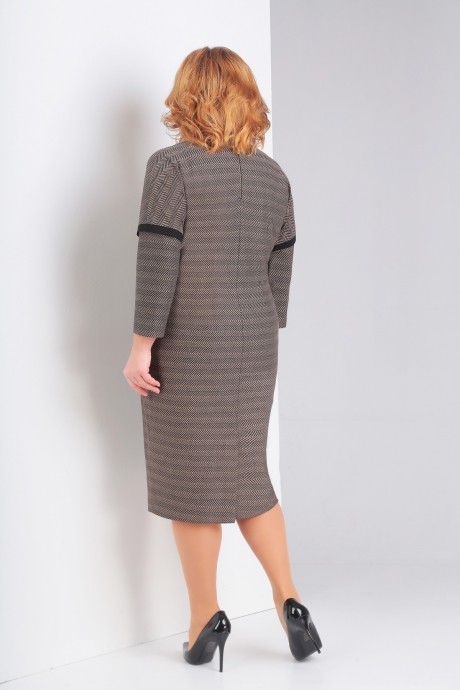 Платье Милора Стиль 665 коричневый с чёрным размер 54-58 #2