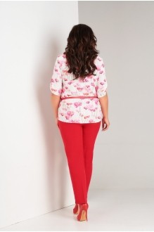 Милора Стиль 389 цветочный принт+красные брюки #2