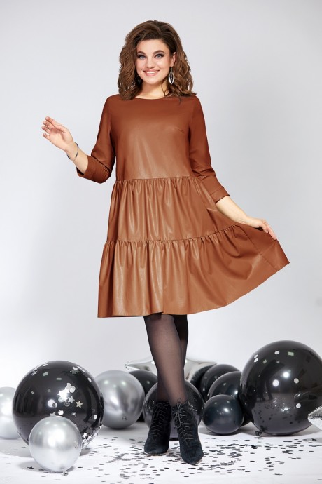 Платье Милора Стиль 822 коричневая кожа размер 46-50 #1