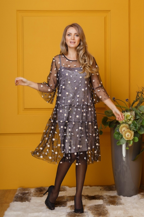 Вечернее платье Anastasia 376 розовый с блеском размер 50-54 #2