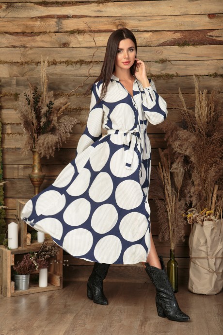 Платье Anastasia 503 молочный-синий размер 46-50 #3