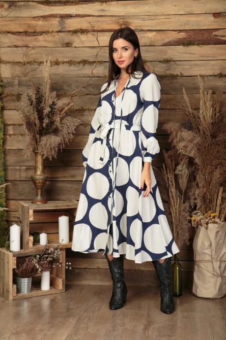 Платье Anastasia 503 молочный-синий размер 46-50 #4
