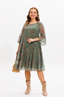 Платье Anastasia 1110 Зеленый, принт цветы #1