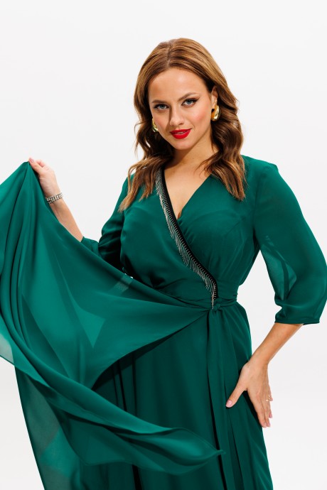 Вечернее платье Anastasia м-1113 изумруд размер 48-54 #5