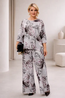 Брючный костюм Anastasia 1010 .1 графит, принт цветы