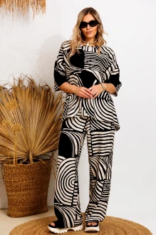 Брючный костюм Anastasia м-1245 бежево-черный