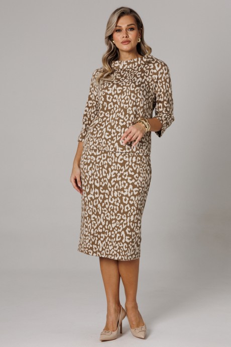 Костюм/комплект Anastasia м-1303 кофейный, принт размер 50-58 #3