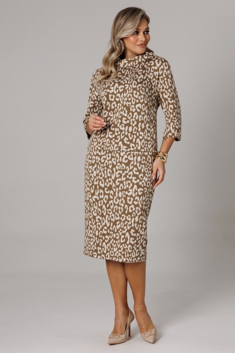 Костюм/комплект Anastasia м-1303 кофейный, принт размер 50-58 #4