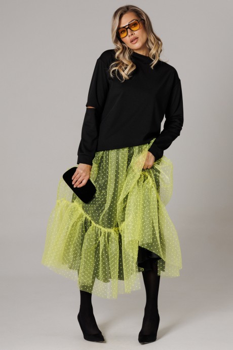 Костюм/комплект Anastasia м-1298 черный, лимонный размер 48-52 #6