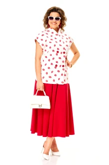 Юбочный костюм Anastasia м-1354 бело-красный