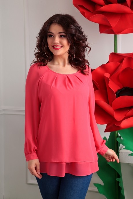 Блузка, туника, рубашка Мода Юрс 2359 розово-коралловый размер 50-58 #4