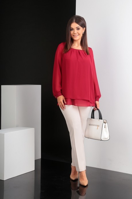 Блузка, туника, рубашка Мода Юрс 2359 бордовый размер 50-58 #1