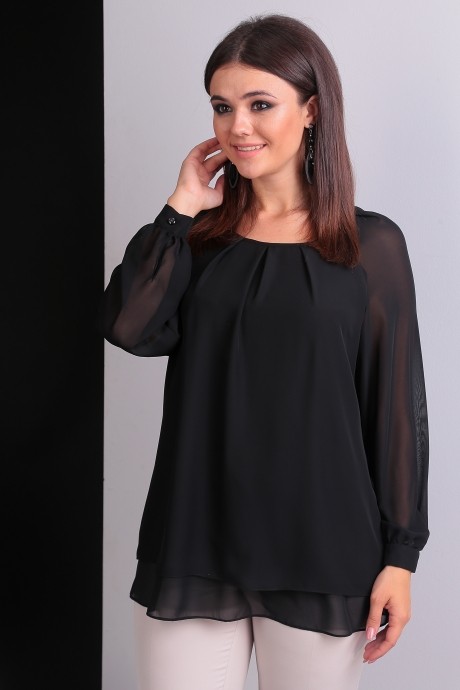 Блузка, туника, рубашка Мода Юрс 2359 чёрный размер 50-58 #3