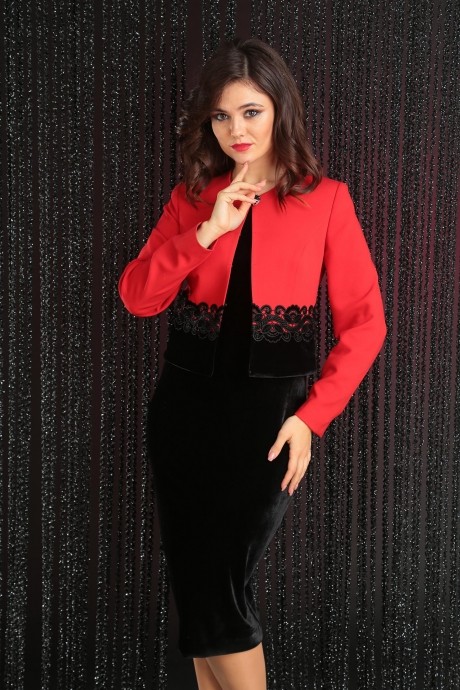Вечернее платье Мода Юрс 2442 красный + черный размер 46-50 #2