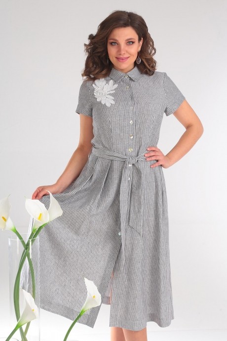 Платье Мода Юрс 2333 серые полоски размер 50-54 #2