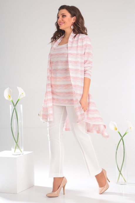 Костюм/комплект Мода Юрс 2357 розовые полоски + молочный размер 48-54 #1