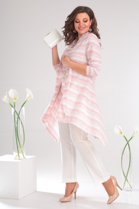 Костюм/комплект Мода Юрс 2357 розовые полоски + молочный размер 48-54 #3