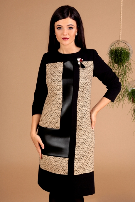 Платье Мода Юрс 2457 чёрный + беж размер 48-54 #2