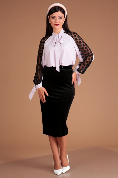 Блузка Мода Юрс 2509 пудра + чёрный размер 50-54 #3