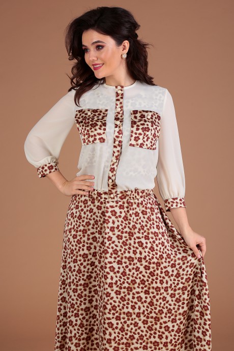 Платье Мода Юрс 2553 молочный+леопард размер 48-52 #3