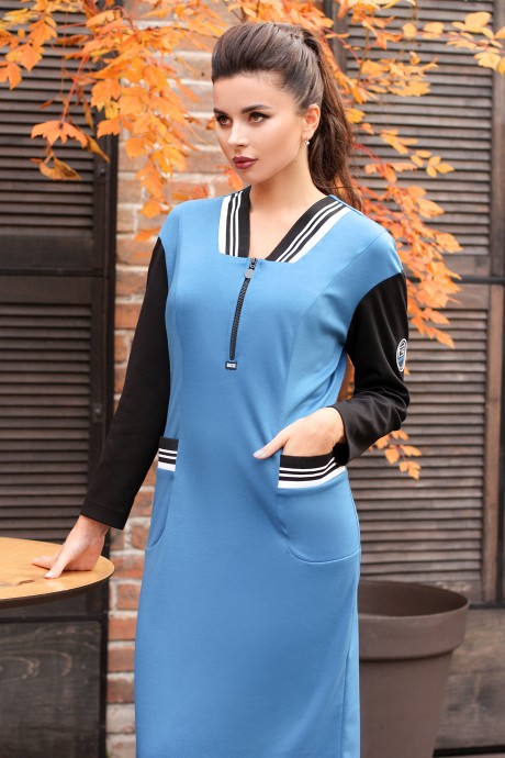 Платье Мода Юрс 2614 голубой_чёрный размер 48-52 #2
