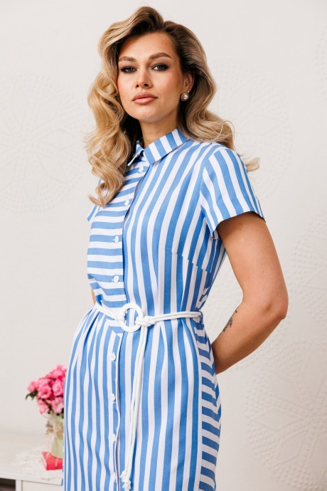 Платье Мода Юрс 2757 голубая полоска размер 48-52 #4