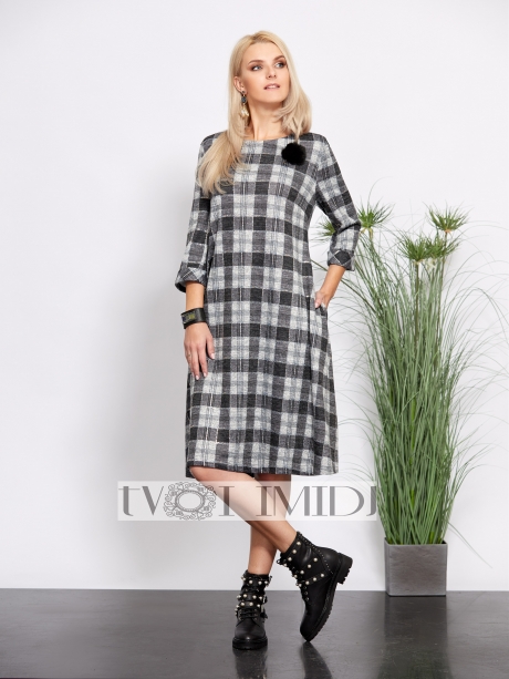 Платье Твой Имидж 1141 серый+темно-серый размер 48-56 #1
