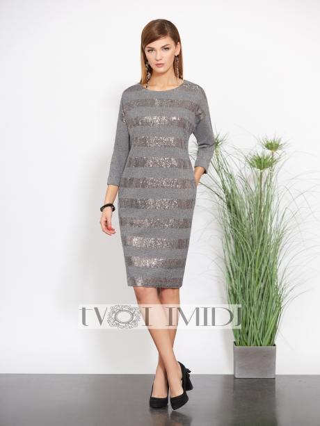 Платье Твой Имидж 1184 серый размер 50-54 #1