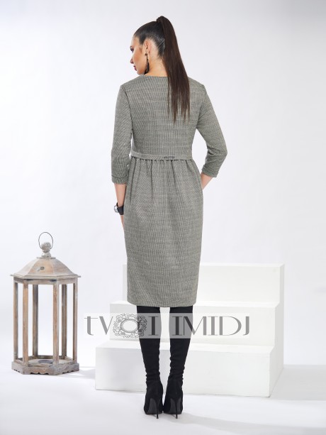 Платье Твой Имидж 1312 оливково-серый размер 52-56 #2