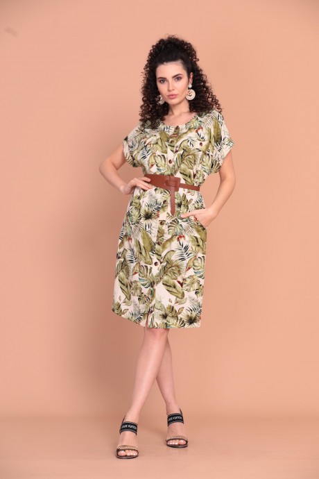 Платье Твой Имидж 1366 зеленый, молочный размер 50-54 #2