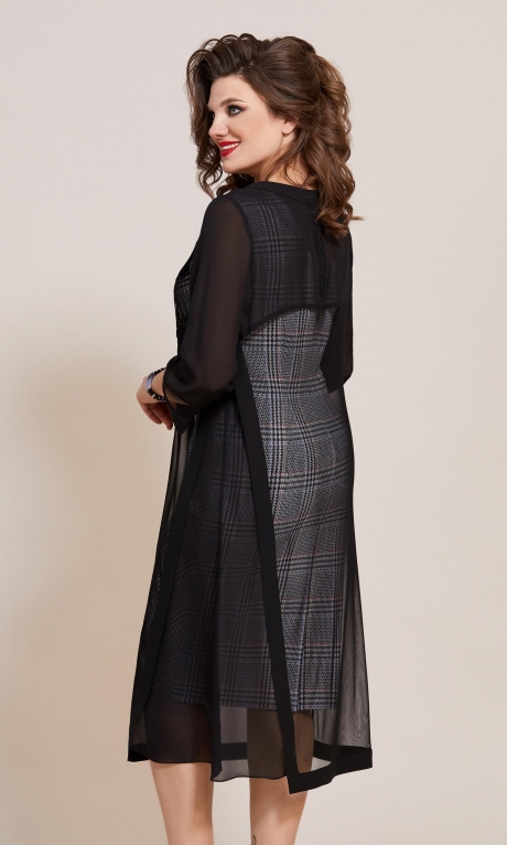 Вечернее платье Vittoria Queen 10643 черный+клетка размер 52-60 #2