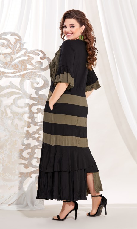Вечернее платье Vittoria Queen 13653 черный-хаки размер 50-60 #2
