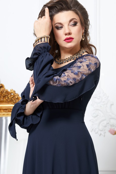 Вечернее платье Vittoria Queen 17563 темно-синий размер 50-60 #3