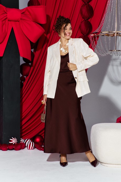 Костюм/комплект Vittoria Queen 27233 тройка молочный, шоколад размер 50-60 #2
