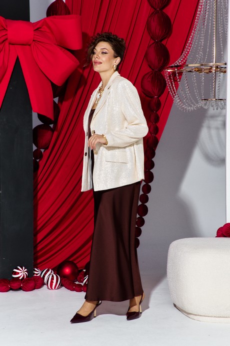 Костюм/комплект Vittoria Queen 27233 тройка молочный, шоколад размер 50-60 #3
