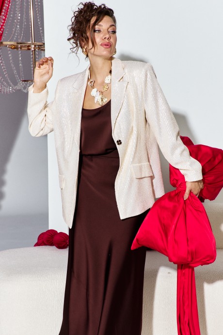 Костюм/комплект Vittoria Queen 27233 тройка молочный, шоколад размер 50-60 #5