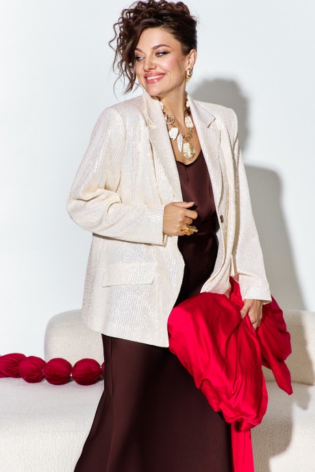 Костюм/комплект Vittoria Queen 27233 тройка молочный, шоколад размер 50-60 #6