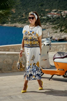 Юбочный костюм Vittoria Queen 28303 двойка молочный принт