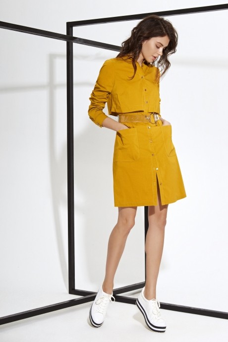 Платье MAX 631 жёлтый/длинный рукав размер 42-48 #1