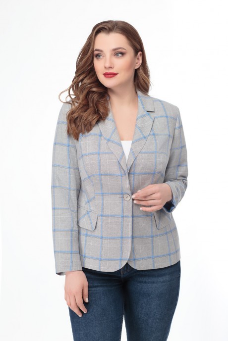 Жакет (пиджак) Gold Style 2394 серый-голубой серебристый размер 46-56 #1