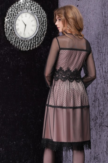 Вечернее платье LeNata 11832 чёрный-пудра размер 44-48 #2