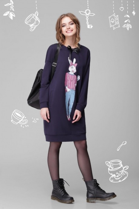 LeNata 11840 с зайцем синий #1