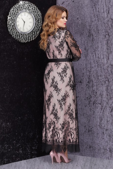 Вечернее платье LeNata 11851 пудра+черное кружево размер 50-54 #2