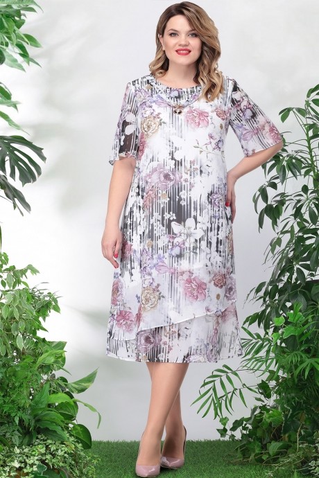 Платье LeNata 11746 сиреневые цветы размер 50-60 #1