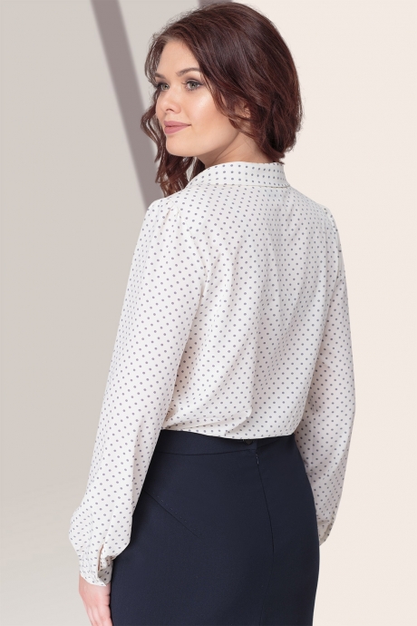 Блузка, туника, рубашка LeNata 11028 молочная в серый горошек размер 44-60 #3