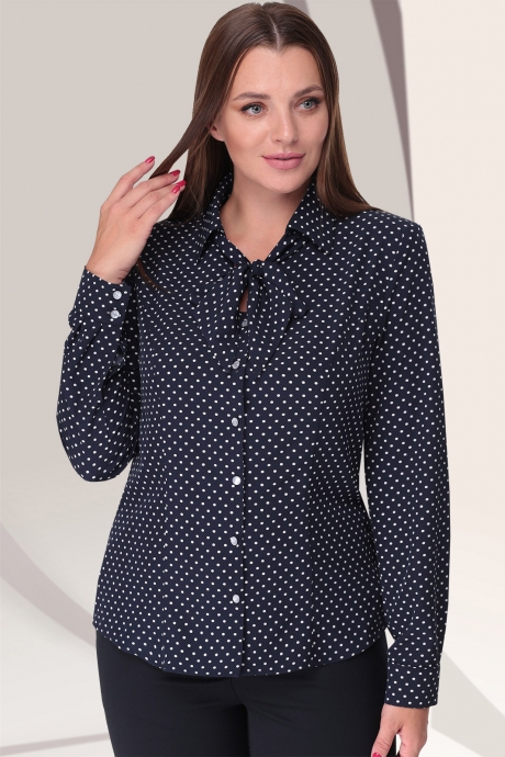 Блузка, туника, рубашка LeNata 11921 синяя в белый горошек размер 50-60 #1