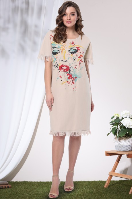 Платье LeNata 11258 бежевый размер 44-60 #4