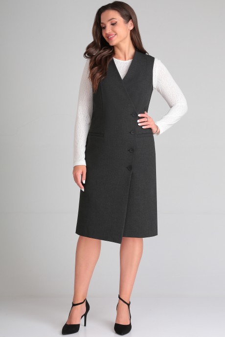 Костюм LeNata 21340 двойка графит,белый размер 44-54 #1