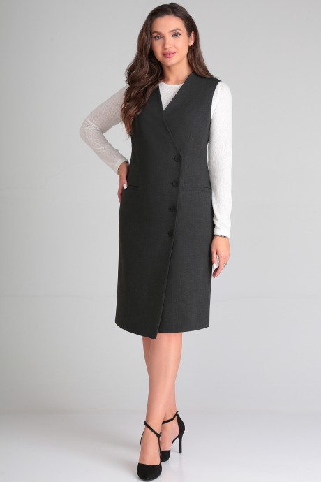 Костюм LeNata 21340 двойка графит,белый размер 44-54 #2
